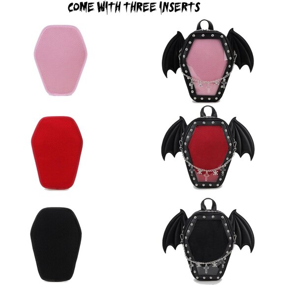 Gothic Coffin Shaped Shoulder Bag and Backpack for Women Halloween Style - Picture 5 of 9